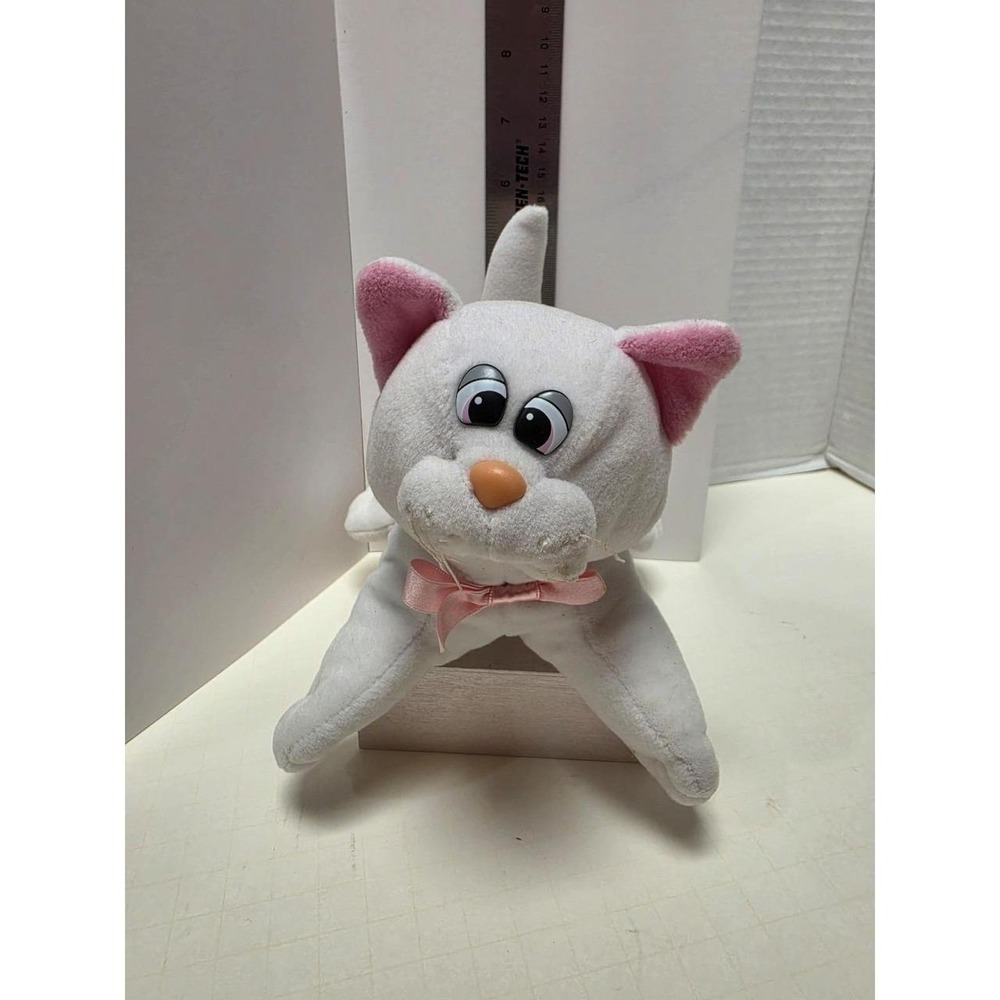 vintage 1980s Tonka Pound‎ Purries cat plush toy white fur, pink ears kitty